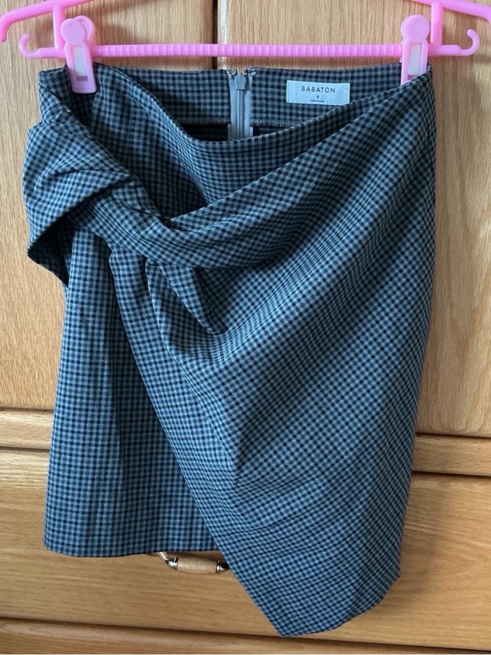 Babaton Gray Plaid Asymmetrical Skirt